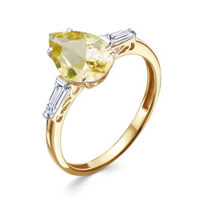 Кольцо с фианитами из желтого золота 585 пробы