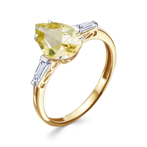 Кольцо с фианитами из желтого золота 585 пробы