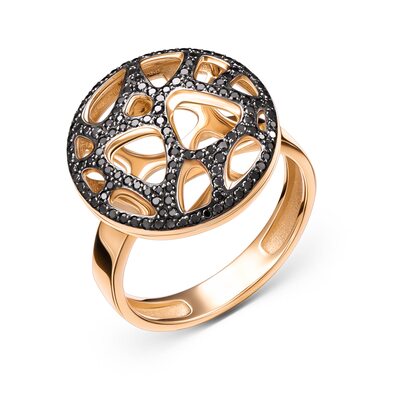 Кольцо с черными бриллиантами из золота 585 пробы