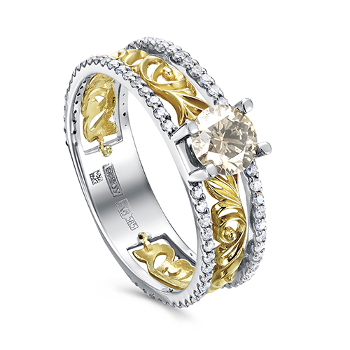 Кольцо с бриллиантами из золота 585 пробы