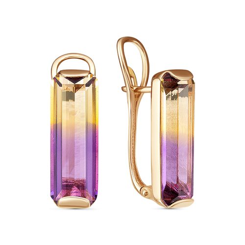 Серьги с аметрином ситаллом из золота 585 пробы