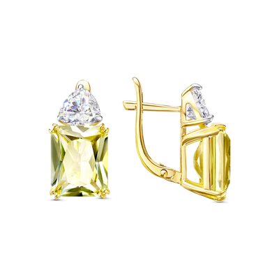 Серьги с ситалом и фианитами из желтого золота 585 пробы