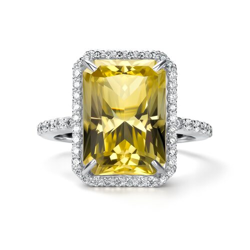 Кольцо с кварцем и бриллиантами из золота 585 пробы