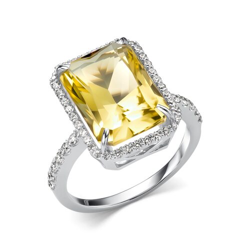 Кольцо с кварцем и бриллиантами из золота 585 пробы