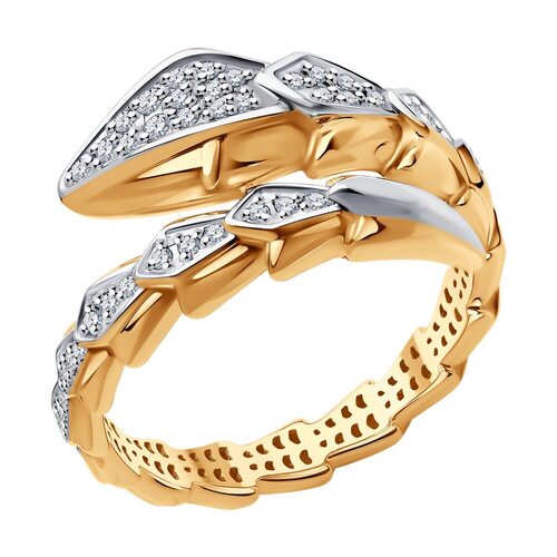 Кольцо "Змея" с бриллиантами из золота 585 пробы
