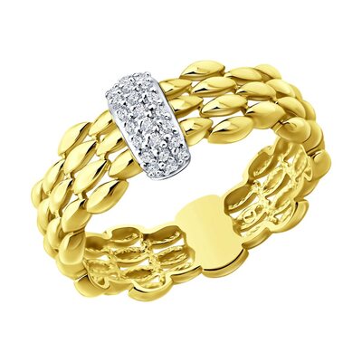 Кольцо с бриллиантами из желтого золота 585 пробы