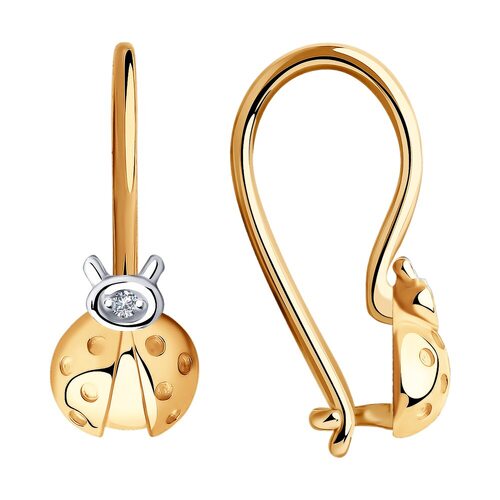 Серьги "Божьи коровки" с бриллиантами из золота 585 пробы