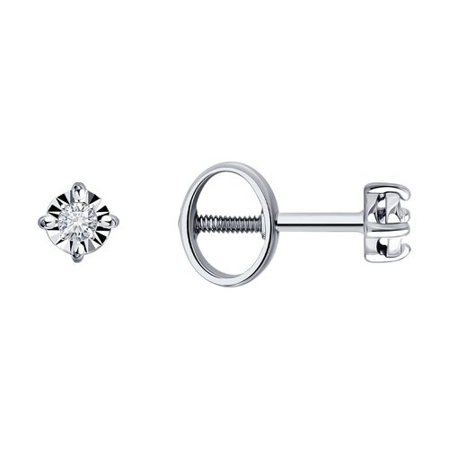 Серьги с бриллиантами из белого золота 585 пробы