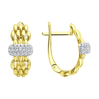 Серьги с бриллиантами из желтого золота 585 пробы