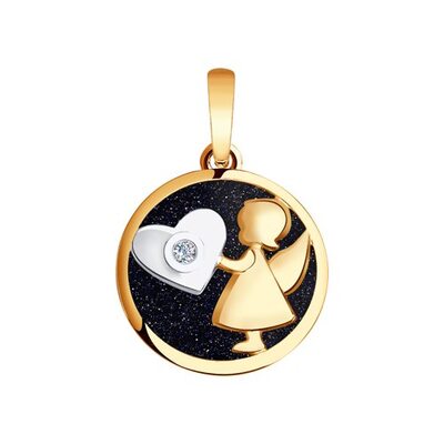 Подвеска "Девочка" с бриллиантом из золота 585 пробы