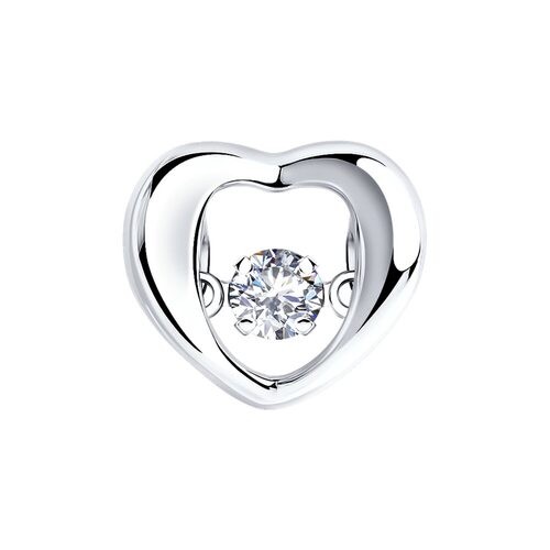 Подвеска "Сердце" с танцующим бриллиантом из белого золота 585 пробы