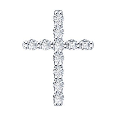 Декоративный крест с бриллиантами из белого золота 585 пробы