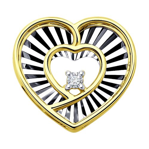 Подвеска "Сердце" с бриллиантом из золота 585 пробы