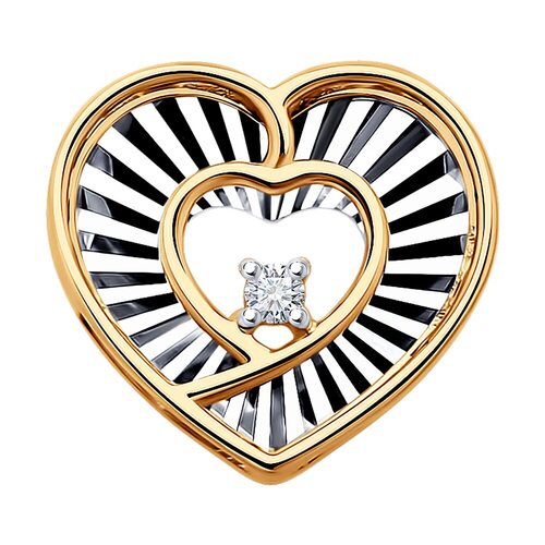 Подвеска "Сердце" с бриллиантом из золота 585 пробы