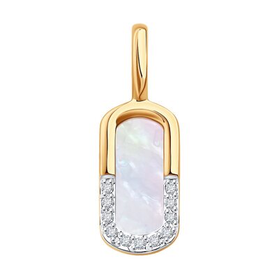 Подвеска с бриллиантами и перламутром из золота 585 пробы