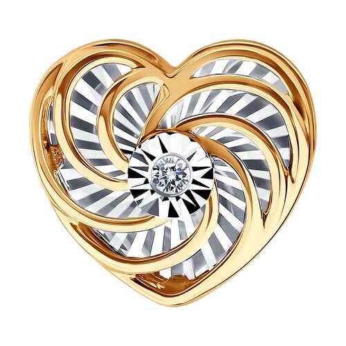 Подвеска "Сердце" с бриллиантом из золота 585 пробы