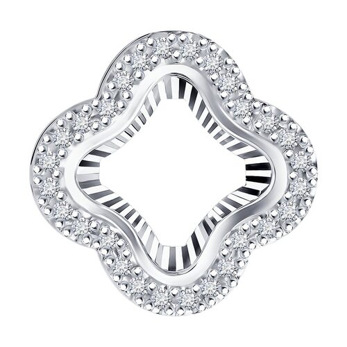 Подвеска "Клевер" с бриллиантами из белого золота 585 пробы