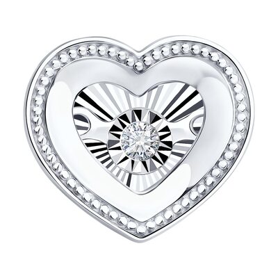Подвеска "Сердце" с танцующим бриллиантом из белого золота 585 пробы