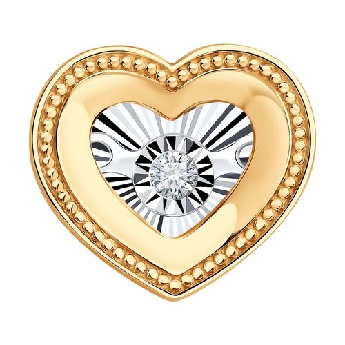 Подвеска "Сердце" с танцующим бриллиантом из золота 585 пробы