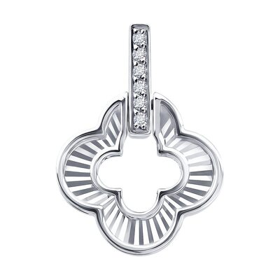 Подвеска "Клевер" с бриллиантами из белого золота 585 пробы