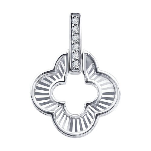 Подвеска "Клевер" с бриллиантами из белого золота 585 пробы