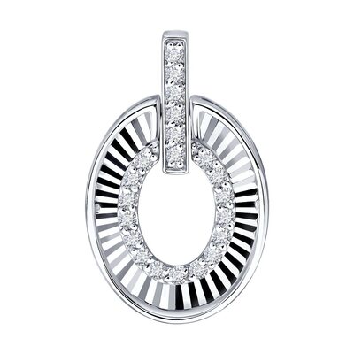 Подвеска "Буква О" с бриллиантами из белого золота 585 пробы