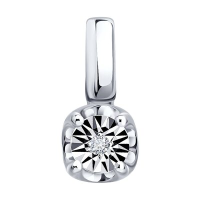 Подвеска с бриллиантом из белого золота 585 пробы