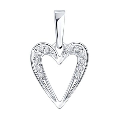 Подвеска "Сердце" с бриллиантами из белого золота 585 пробы
