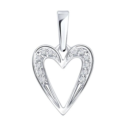 Подвеска "Сердце" с бриллиантами из белого золота 585 пробы