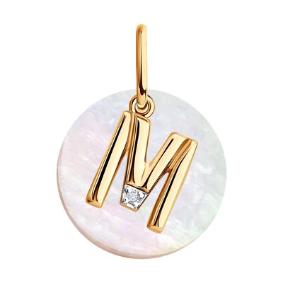 Подвеска с перламутром и бриллиантом из золота 585 пробы