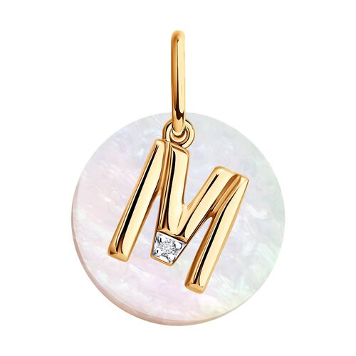 Подвеска с перламутром и бриллиантом из золота 585 пробы арт. 1031063