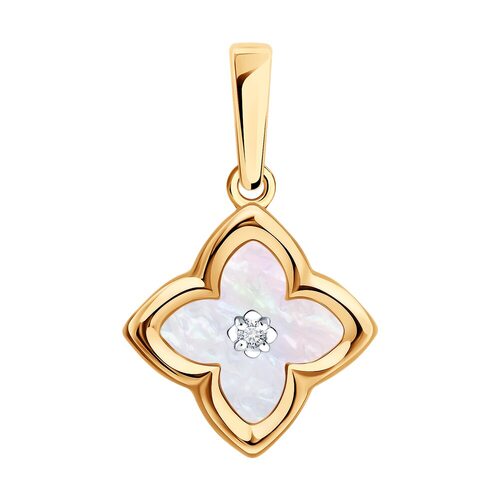 Подвеска с перламутром и бриллиантом из золота 585 пробы