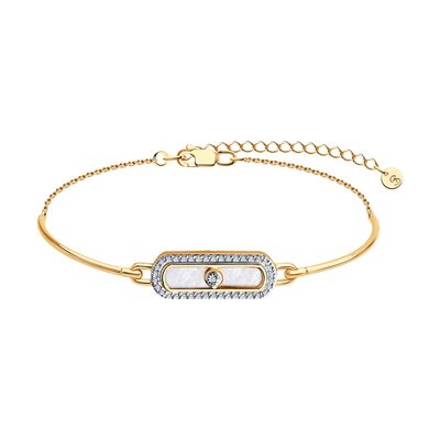 Браслет с бриллиантами и перламутром из золота 585 пробы