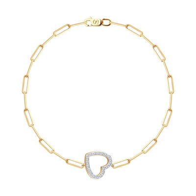 Браслет "Сердце" с бриллиантами из золота 585 пробы