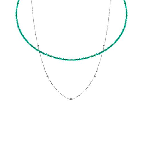 Колье с зеленым агатом из серебра 925 пробы