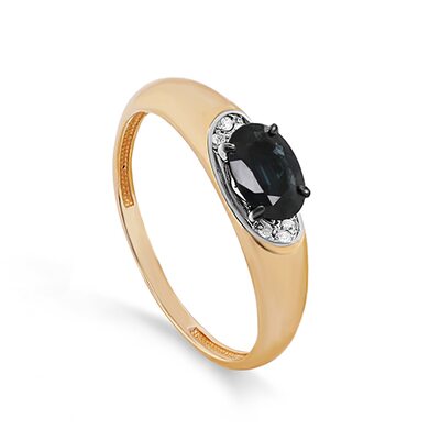 Кольцо с сапфиром и бриллиантами из золота 585 пробы