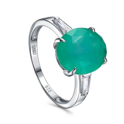 Кольцо с фианитами и алпанитом из серебра 925 пробы