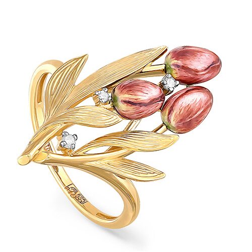 Кольцо с бриллиантами из золота 585 пробы