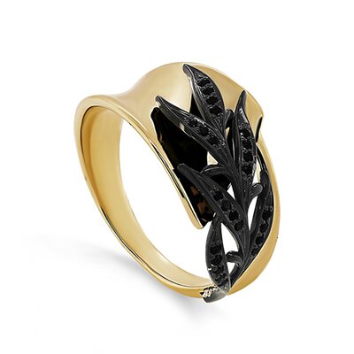 Кольцо с бриллиантами из желтого золота 585 пробы