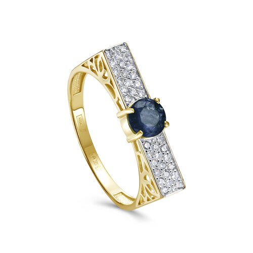 Кольцо с сапфиром и бриллиантами из золота 585 пробы