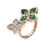 Кольцо "Цветы" с малахитом и фианитами из золота 585 пробы арт. 110412м