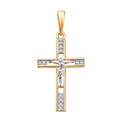 Крест православный с бриллиантами из золота 585 пробы