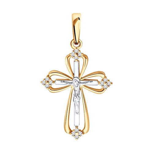 Крест православный с бриллиантами из золота 585 пробы 