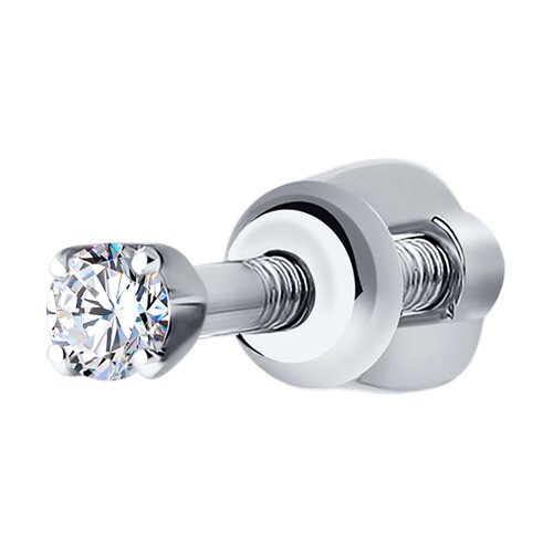 Серьга с бриллиантом из белого золота 585 пробы