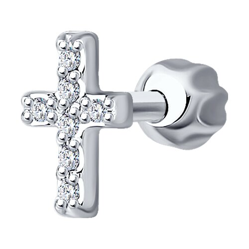 Серьга с бриллиантами из белого золота 585 пробы