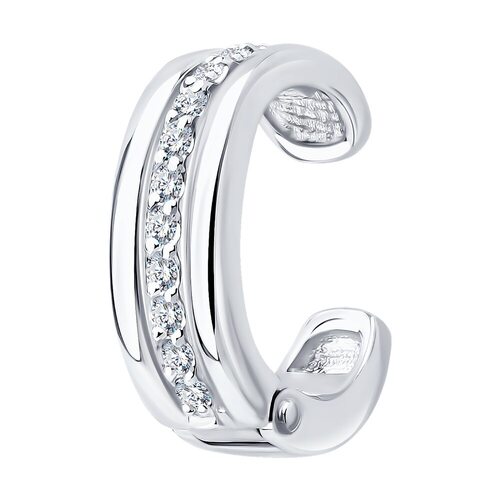 Серьга с бриллиантами из белого золота 585 пробы