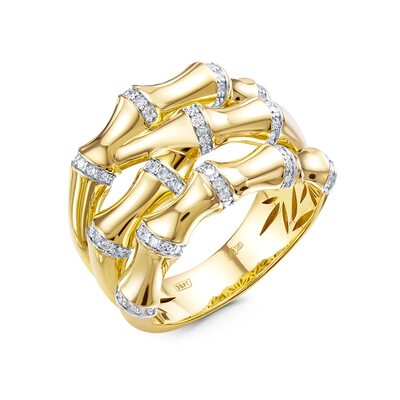 Кольцо с бриллиантами из желтого золота 585 пробы