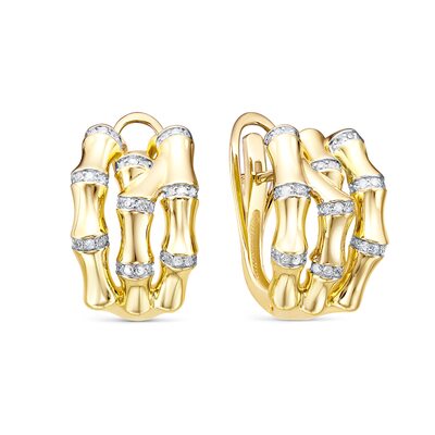 Серьги с бриллиантами из желтого золота 585 пробы