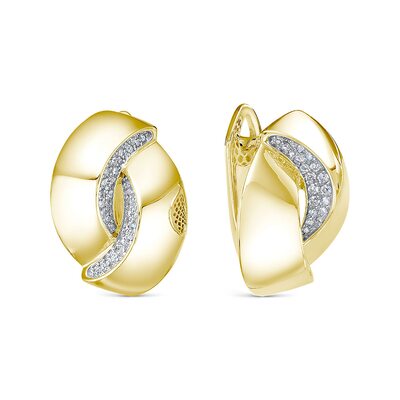 Серьги с бриллиантами из желтого золота 585 пробы