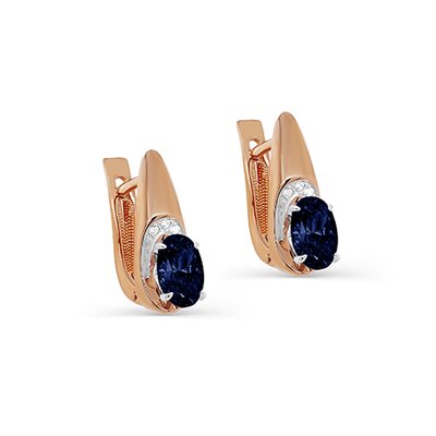 Серьги с сапфирами и бриллиантами из золота 585 пробы